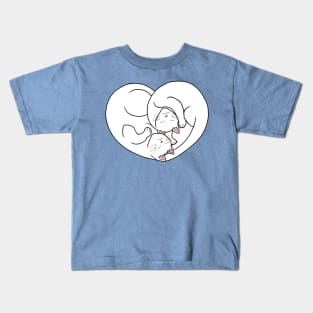 Cute White Cat Heart Kids T-Shirt